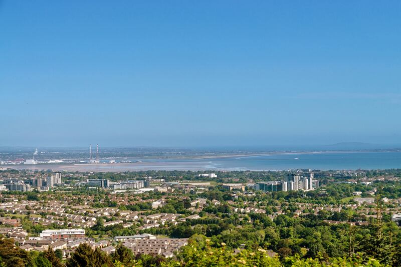 Views stretch over Dublin Bay to Howth