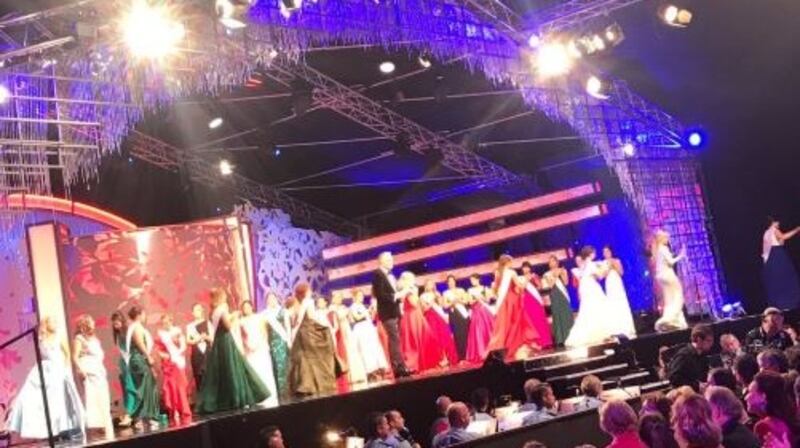 Rose of Tralee host Dáithí Ó Sé (centre) presenting this year’s annual outing. Photograph: Rose of Tralee/Twitter