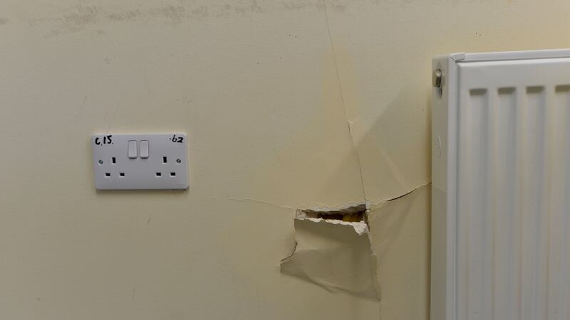 Damaged walls at Stepping Stones, a special school for students with autism and complex needs in Kilcloon, Co Meath.Photograph: Alan Betson