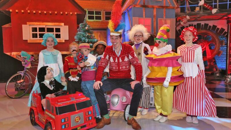 Ryan Tubridy with some of the cast of a Late Late Toy Show 'showstopper opener'. Photograph: Colin Keegan/Collins