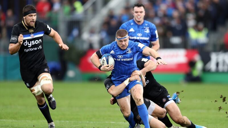 Sean Cronin of Leinster is tackled by Jamie Roberts. Photo: Bryn Lennon/Getty Images