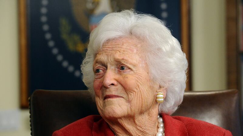 Former First Lady Barbara Bush and wife of Former President George  Bush in his office in Houston, Texas, USA, 29 March 2012. Photograph: EPA/LARRY W. SMITH