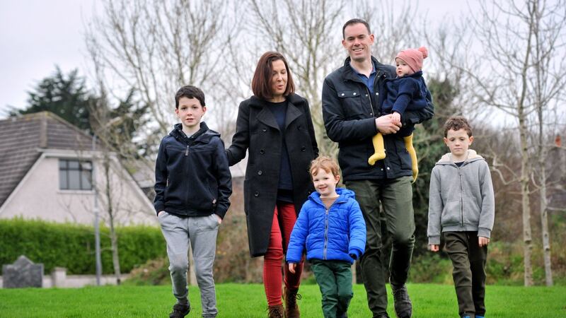 Caroline O’Connor with her husband John and their children, Declan (9), Finn (3), Alice (1) and Aidan (7). Photograph: Daragh McSweeney/Provision