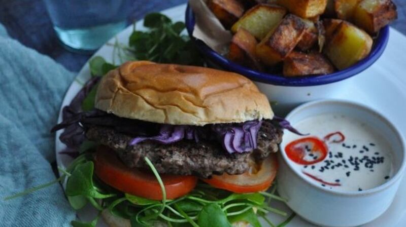 Lilly Higgins’ smashburger with kimchi mayonnaise.