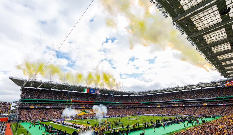The Steelers take the field at Croke Park. Photograph: James Crombie/Inpho