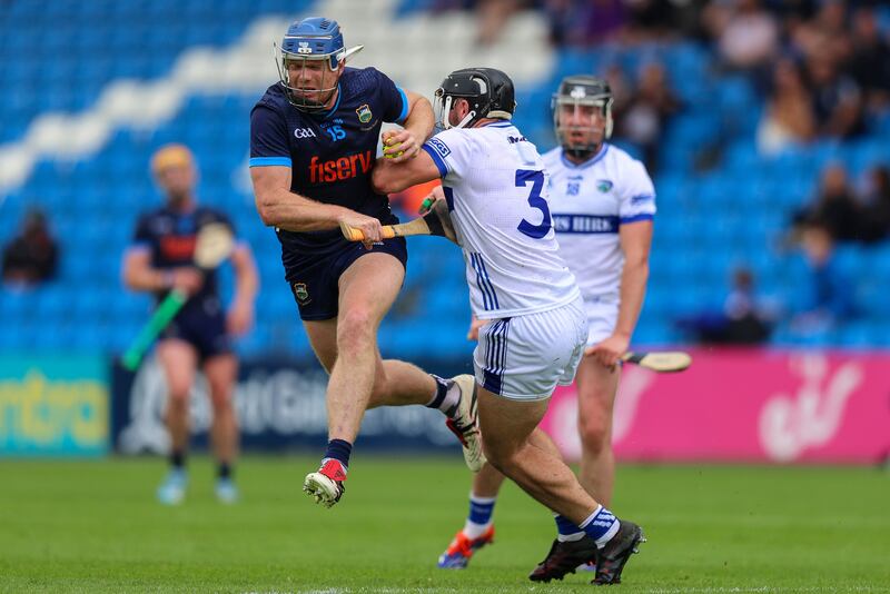 Laois' Lee Cleere challenges Jason Forde of Tipperary. Photograph: Leah Scholes/Inpho