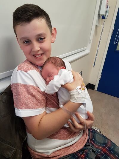 James with Oscar the day after diagnosis.