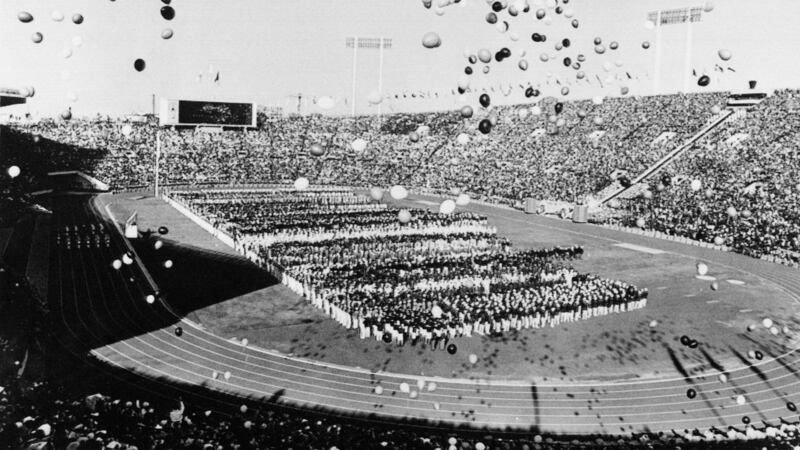 A view of the opening ceremony of the 1964 Tokyo Olympics. Photograph: EPU/AFP via Getty Images