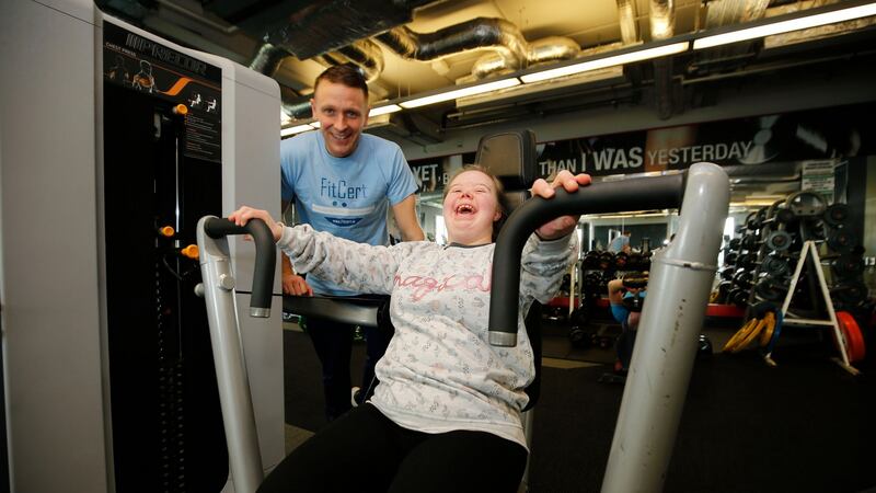 Keith Martin, of FitCert giving instruction to Robyn O’Shea. Photograph: Nick Bradshaw