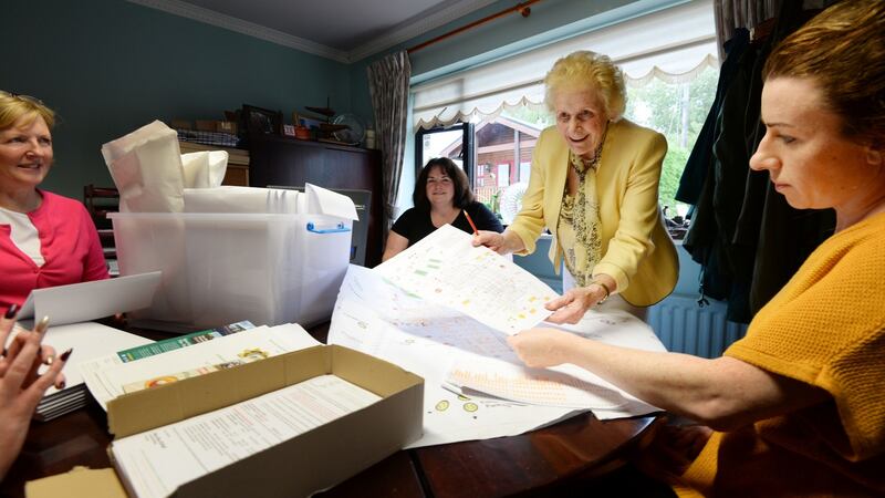 From left: Ann Meaney, Maireád Brennan, Anna May McHugh, Louise Brennan at the National Ploughing Association’s headquarters in Ballylynan Co Laois. Photograph: Alan Betson/The Irish Times