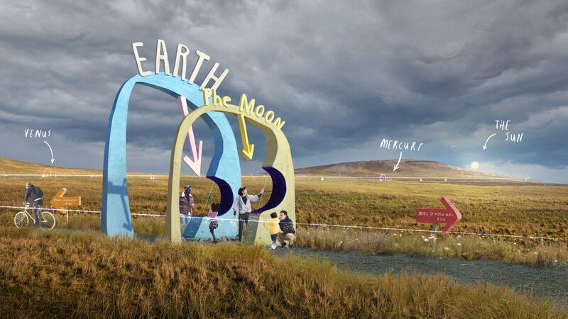 The project  constitutes a 10km walk through the solar system via a colourful, three-dimensional sculpture trail installed in three of Northern Ireland’s most scenic areas