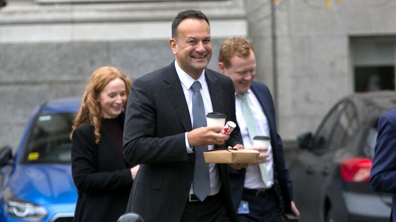 Camera-shy Tánaiste and Minister for Enterprise, Trade and Employment Leo Varadkar.  Photograph: Gareth Chaney/Collins