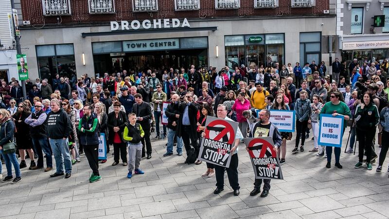 Drogheda residents  at the anti-gang violence rally. Photograph: James Forde/The Irish Times