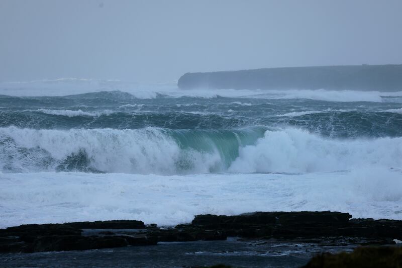 Heavy waves off Liscannor, Co Clare. Photograph: Alan Betson/The Irish Times

