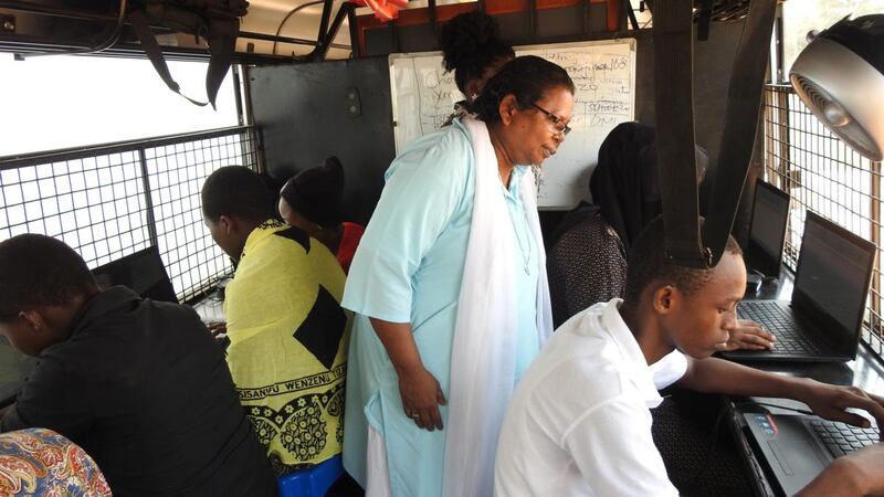 Sr Viji Dahli with children and young people taking part in training programmes