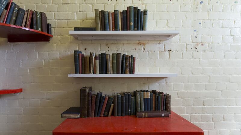 Books by Oscar Wilde in a  cell at Reading Gaol during the exhibition. Photograph: Justin Tallis/AFP/Getty Images