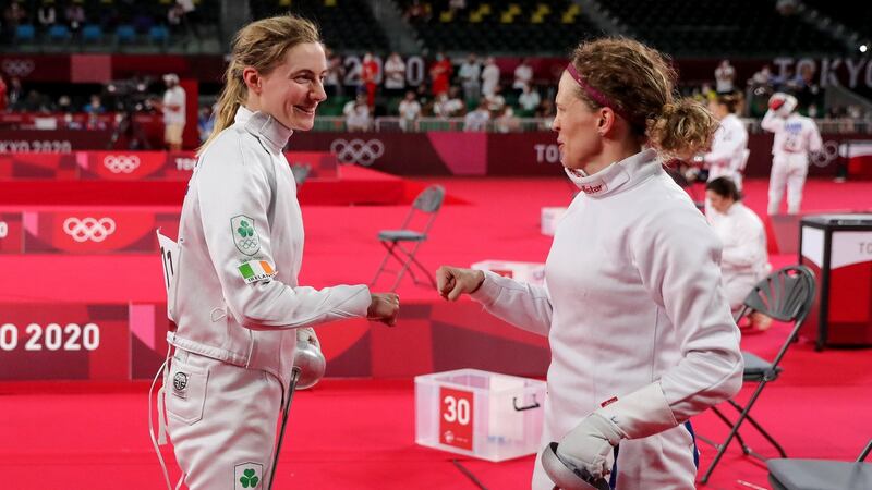Ireland’s Natalya Coyle and Elena Potapenko of Kazakstan. Photograph: Bryan Keane/Inpho