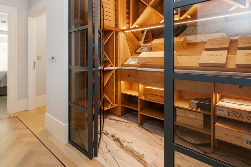 Wine cave fitted out in oak and marble