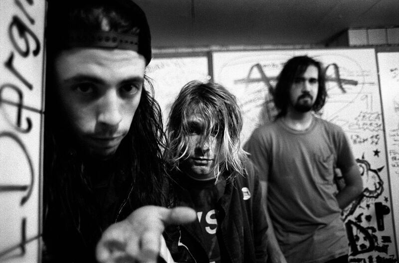 Nirvana in Frankfurt, November 1991: Dave Grohl, Kurt Cobain and Krist Novoselic. Photograph: Paul Bergen/Redferns