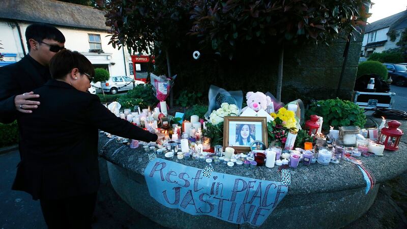 Gian Santiago and Lot Gernan at the  Enniskerry vigil. Photograph: Stephen Collins/Collins Photos