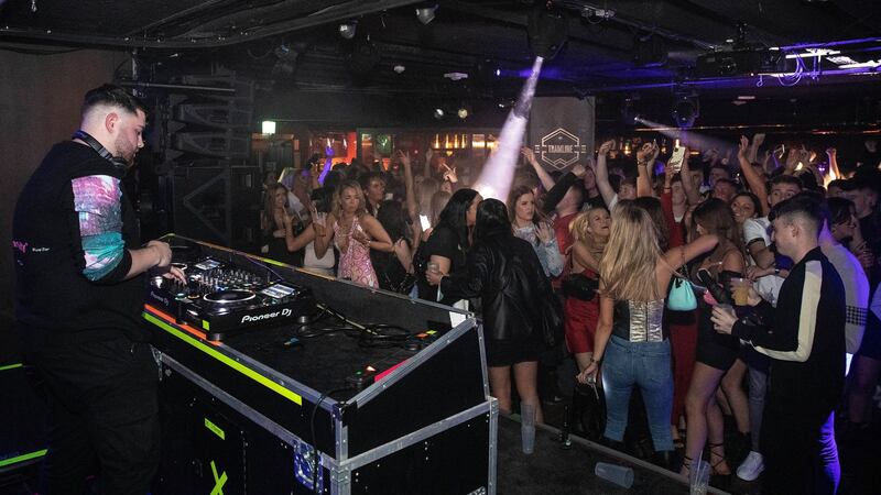 ‘I’m a healthcare worker – a radiographer. I’ve seen the hard end of Covid, but I’m glad to get back in a club eventually. I think it is just the right time. We are all vaccinated and I’m happy.’ Photograph: Damien Eagers