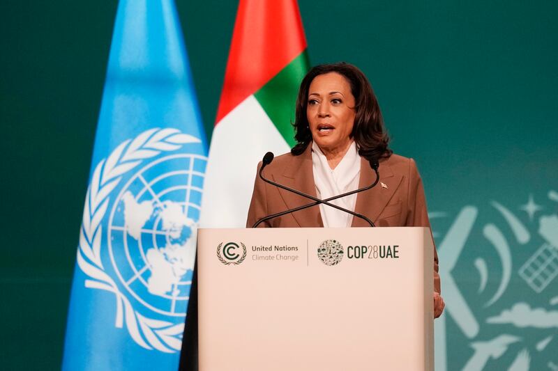 US vice-president Kamala Harris said too many innocent Palestinians had been killed. Photograph: Rafiq Maqbool/AP