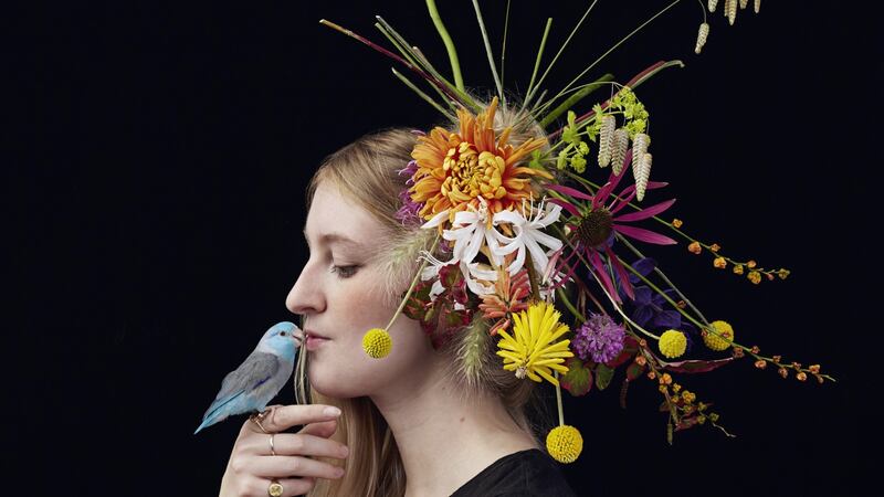 ‘Ms October’ with a floral crown by Fiona Haser Bizony of Electric Daisy Flower Farm. Image reproduced courtesy of Alma Haser