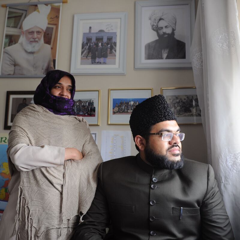 Ayesha Hashim Mirza and Rabeeb Mirza at their missionary, in Lucan, Co Dublin. Photograph: Aidan Crawley