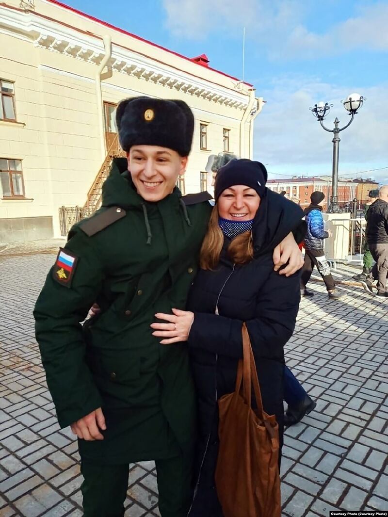 An undated photo provided by Irina Chistyakova shows her with her son, Kirill, a Russian military conscript who last contacted her from inside Ukraine in late March 2022. Photograp: Irina Chistyakova via The New York Times