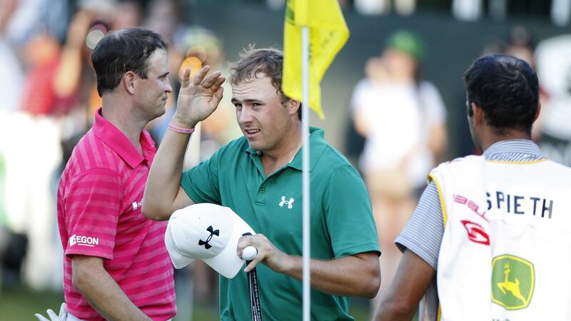 Jordan Spieth beat Zach Johnson on the  fifth hole of a sudden death playoff to win the 2013  John Deere Classic at TPC Deere Run in Silvis, Illinois. Photograph:  Michael Cohen/Getty Images