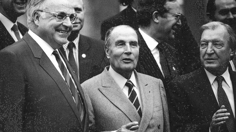 Helmut Kohl, Francois Mitterand and Charlie Haughey at the EC summit in Dublin in March, 1990.