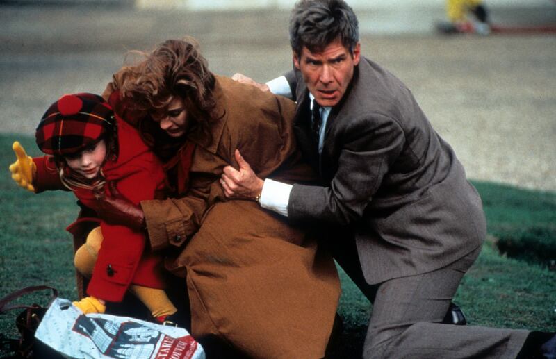 Anne Archer is thrown to the ground by Harrison Ford in a scene from  Patriot Games. Photograph: Paramount/Getty