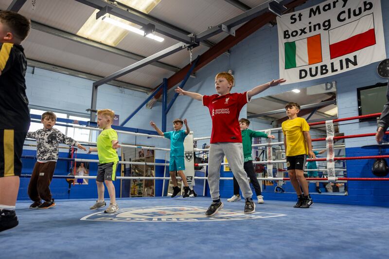 Training in full swing at St Mary's Boxing Club. Photograph: Tom Honan