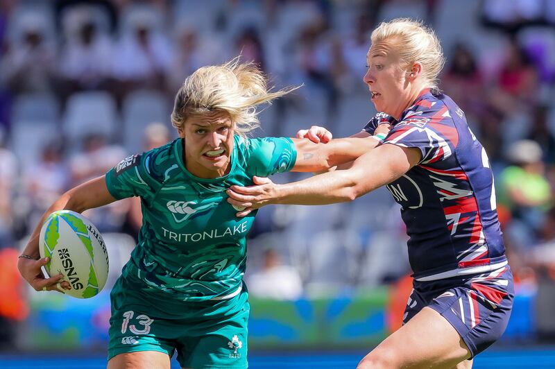 Ireland’s Erin King in action during the HSBC World Rugby Sevens. She can make a big impact at the World Cup. Photograph: Photograph: Martin Seras Lima/Inpho
