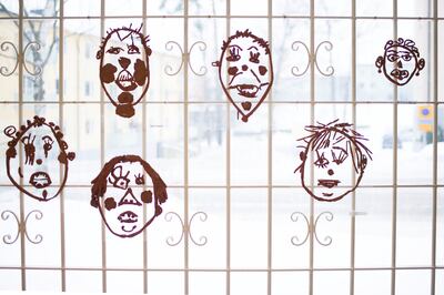 Drawings by students at the preschool.