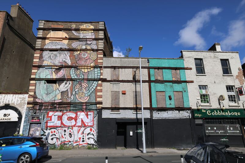 No.78-80 King Street North, Smithfield, remains derelict after an application to build a hotel on the site was rejected. Photograph: Dara Mac Dónaill