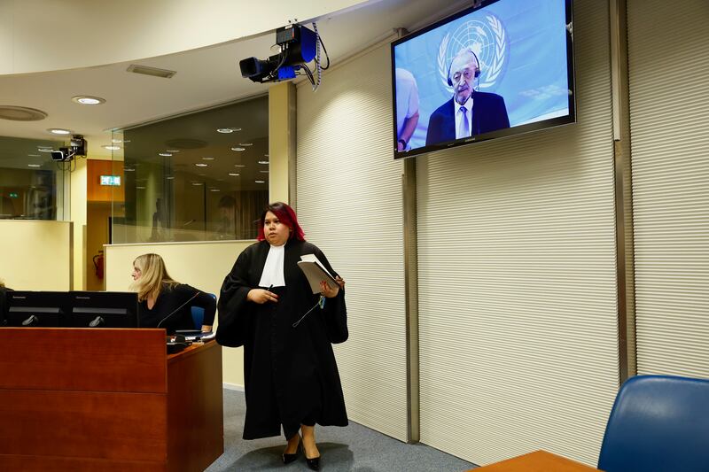 Franko Simatovic watched the hearing by video link from a UN detention unit