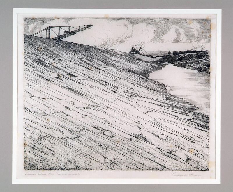 George Atkinson, Shannon Scheme No 1: Keeper Mountain, Etching. CourtesyCrawford Art Gallery, Cork