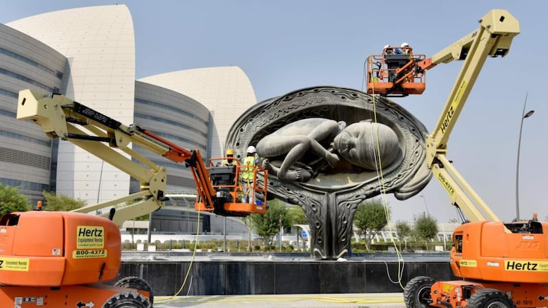 Controversial: some of Damien Hirst’s Miraculous Journey sculptures being cleaned. Photograph: AFP/Getty