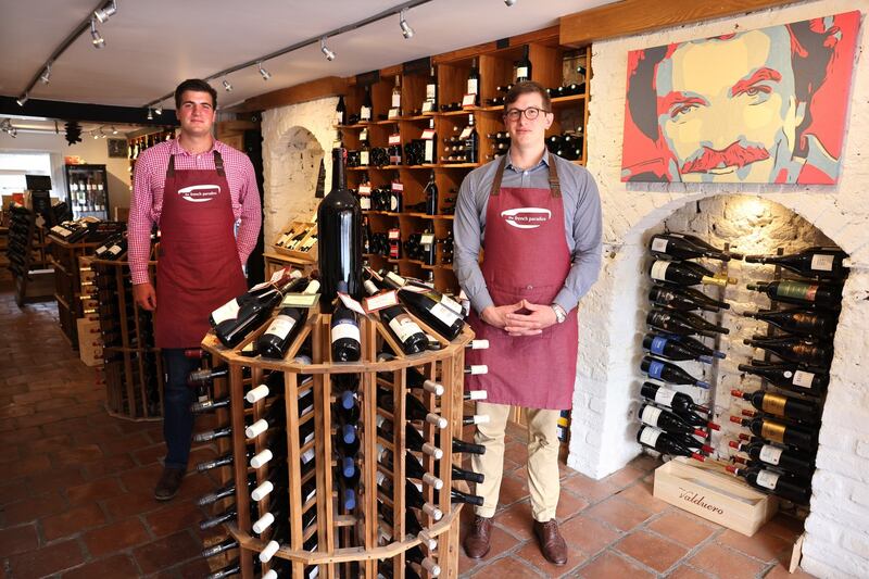 Patrick and Jacques Chapeau in the wine shop The French Paradox, at 53 Shelbourne Road, Ballsbridge, Dublin. Photograph: Dara Mac Dónaill/The Irish Times
