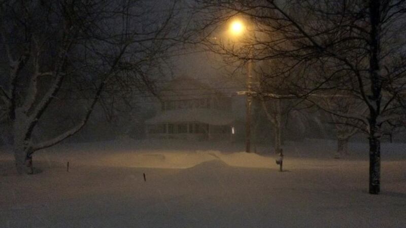 Heavy snowfalls in Orchard Park, New York. Temperatures in all 50 US states dipped to or below freezing point during the coldest November morning since 1976.  Photograph: Judith Gros/ Reuters