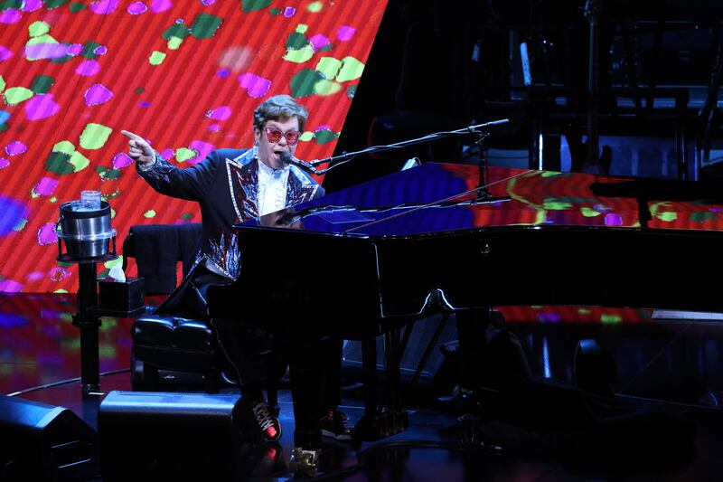 Elton John on stage. Photograph: Dara Mac Dónaill/The Irish Times