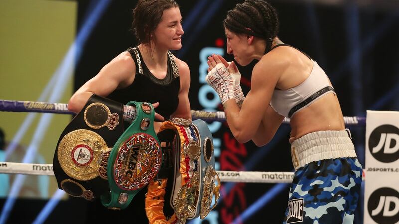 Katie Taylor after her win over Miriam Gutierrez. Photograph:  Inpho/Mark Robinson/Matchroom