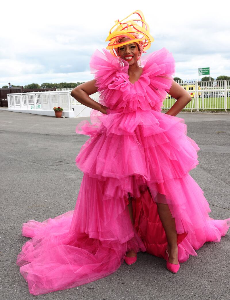 Thato Montse enjoying Ladies' Day at the Galway Races on Thursday. Photograph: Brian McEvoy