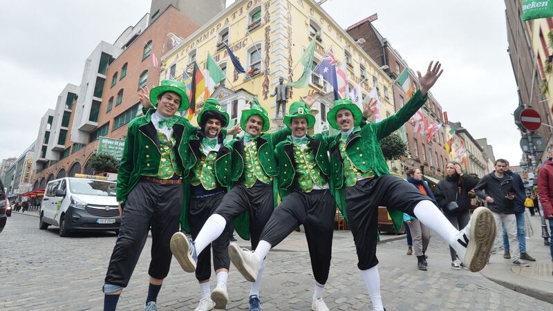 Visitors from Pau in  France  enjoying their visit to Temple Bar,  Dublin, on March 7th last year. Photograph: Alan Betson /The Irish Times
