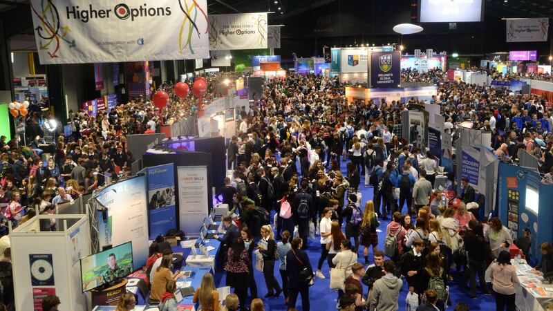 Crowds attend The Irish Times Higher Options exhibitions in the RDS, Dublin. Photograph: Dara Mac Dónaill