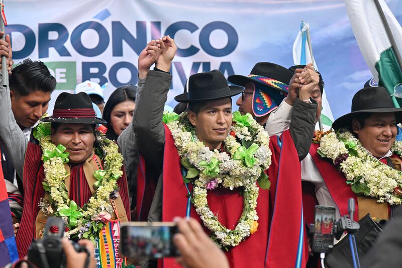 Andrónico Rodríguez may represent the Bolivian left's best hope in the upcoming presidential election. Photograph: Aizar Raldes/AFP via Getty Images          
