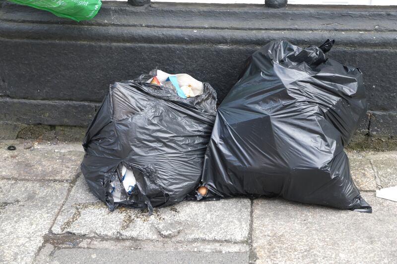 Abandoned and torn rubbish bags on Eccles Street. Photograph: Bryan O'Brien