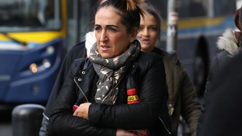 Lyndsey Gervin pictured leaving the Four Courts after giving evidence in a personal injuries action for damages. Photograph: Collins Courts