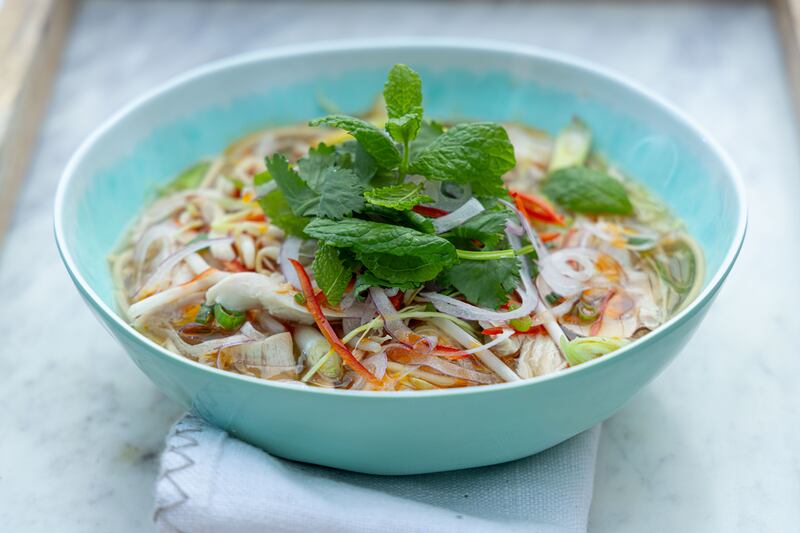 Mark Moriarty's hot and sour turkey noodle soup. Photograph: Harry Weir 